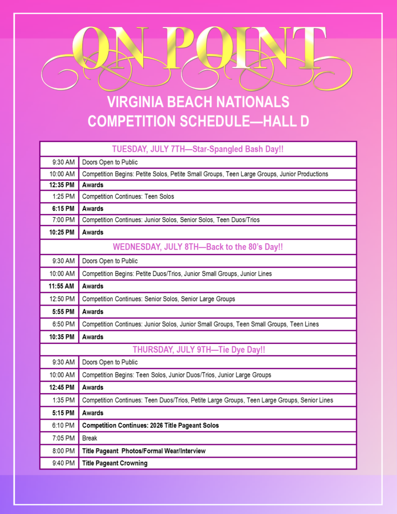 Virginia Beach, VA Nationals Schedule Page 1 2026