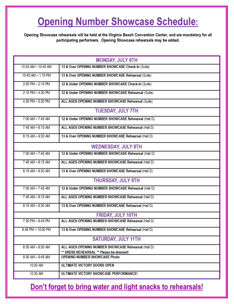 Virginia Beach, VA Rehearsal Schedule 2026r